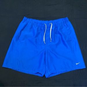 Y2K Nike Embroidered 6” Swim Trunks - Blue/White - Mens Sz L